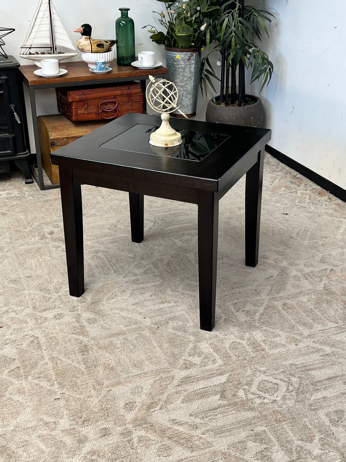 Traditional Style Glasstop Sidetable