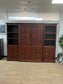 Wooden Media Storage Cabinet With Two Adjoining Bookcases