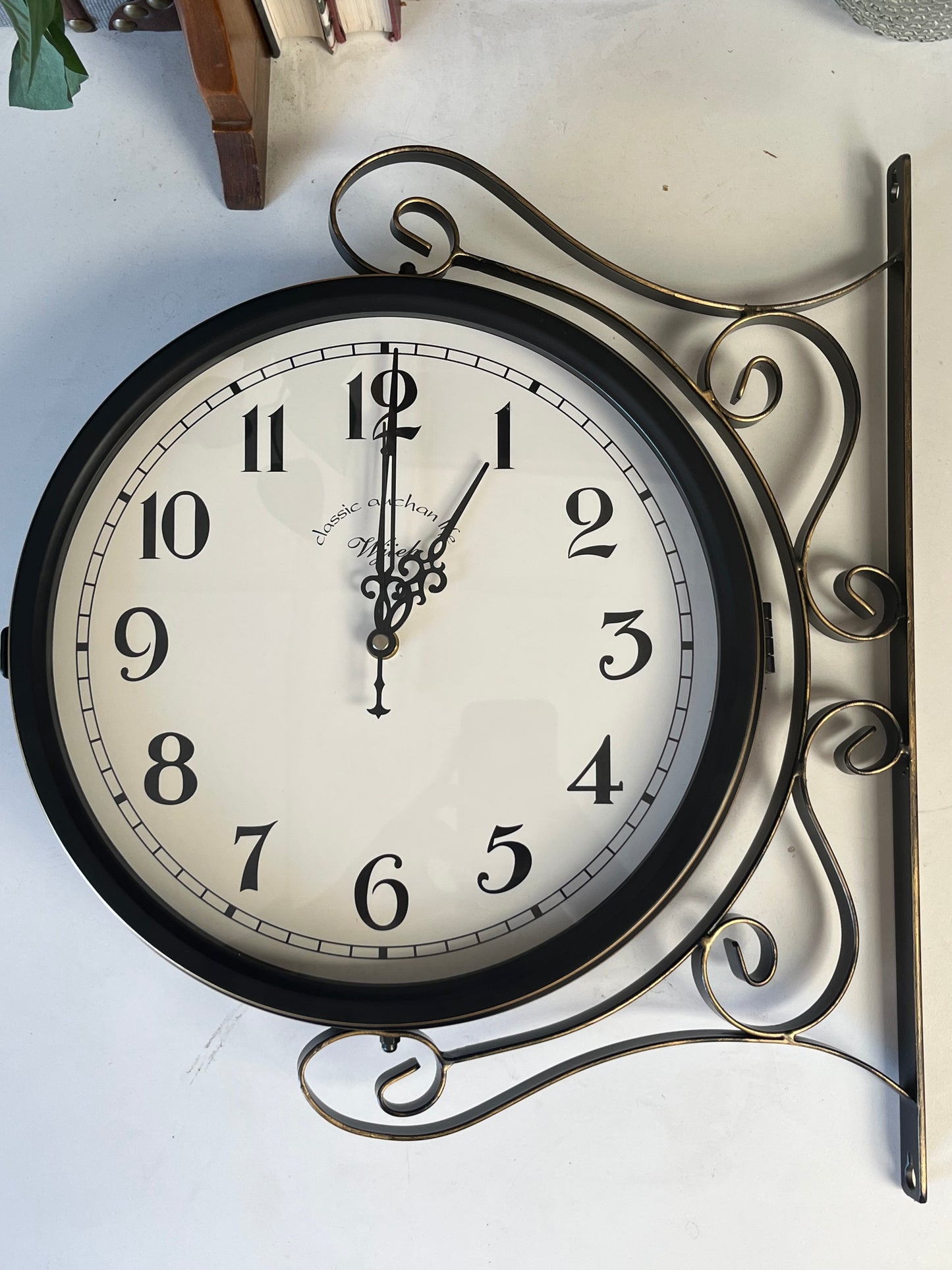 Vintage Style Battery Powered Double Sided Wall Clock