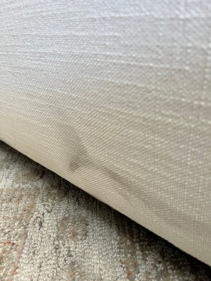 Modern White Linen Ottoman