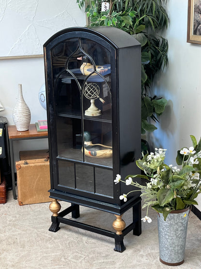 Antique Style Black China Hutch