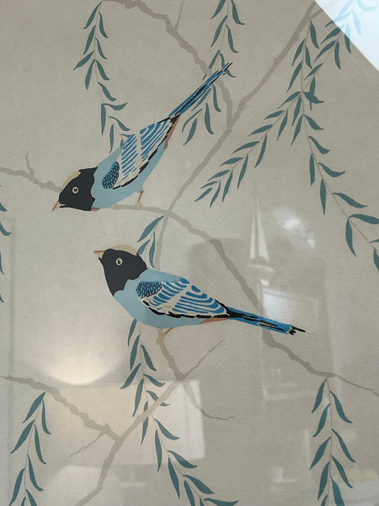 Bohemian Waxwings Artist Moran Framed Artwork