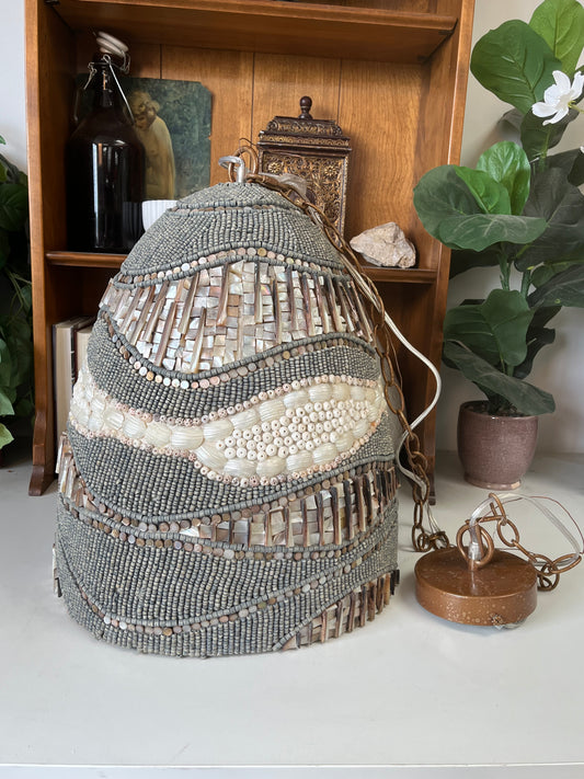 Natural Bead & Seashell Pendant Chandelier