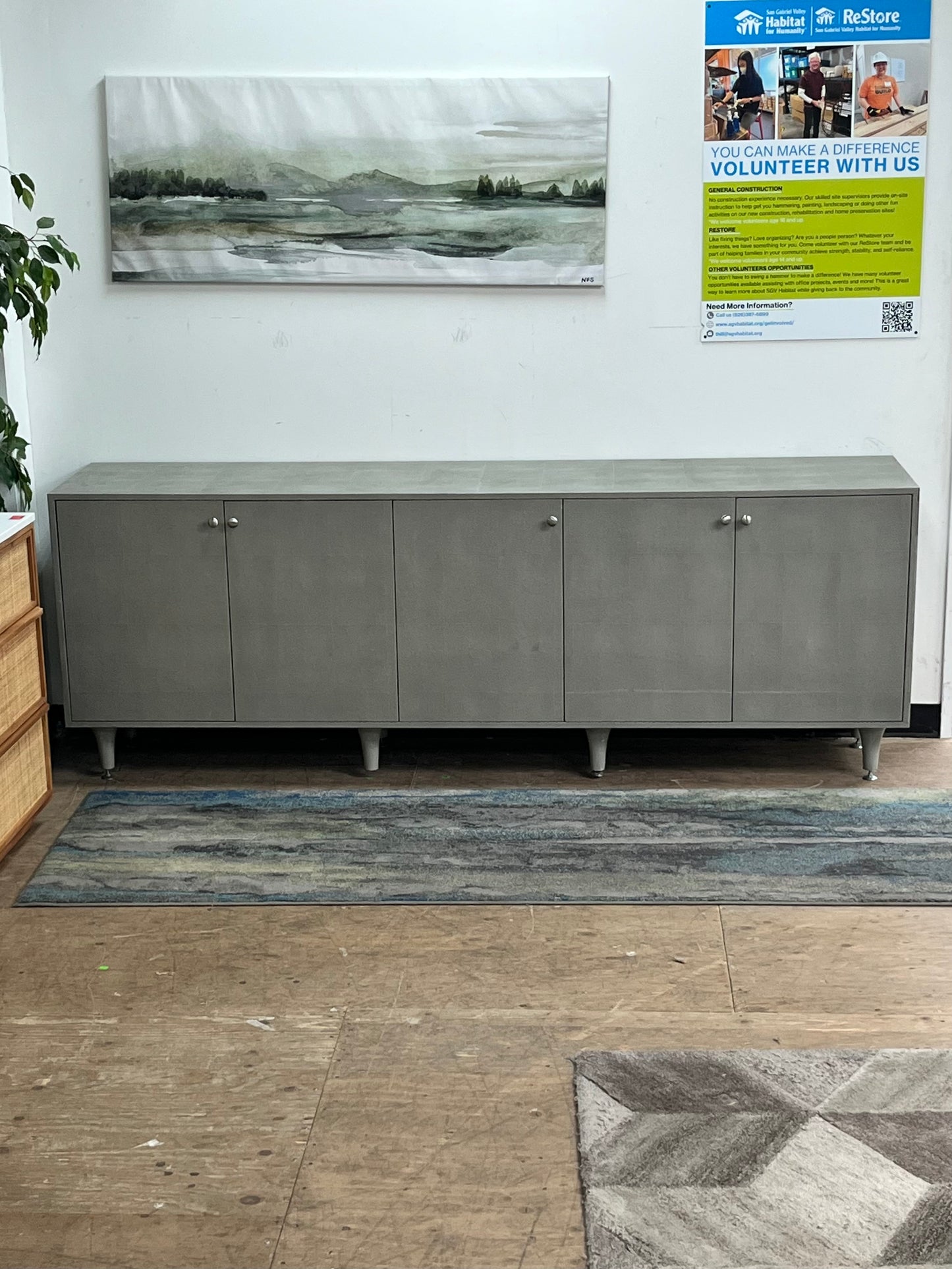 Modern Shagreen Grey Credenza