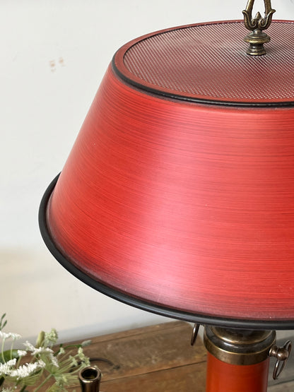 Vintage Red Brass Table Lamp