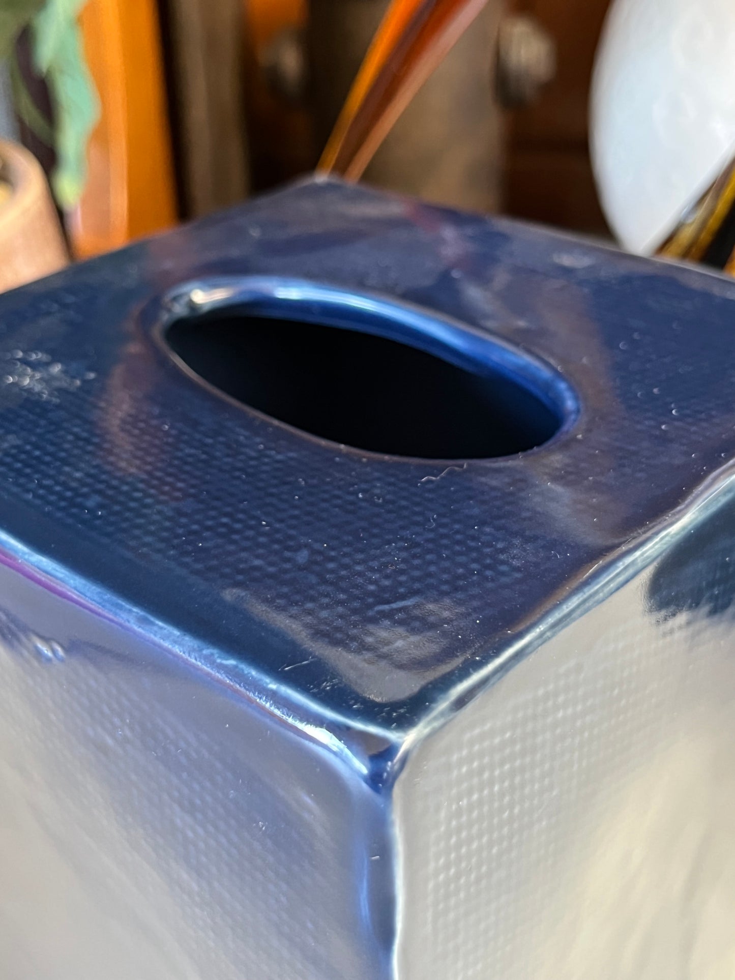 Blue Ceramic Tissue Box Holder
