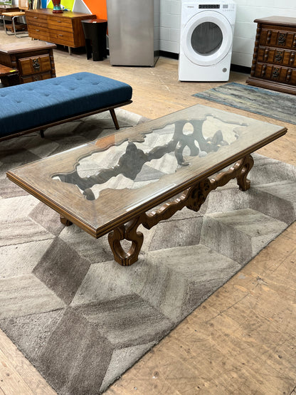 Vintage Wood-Carved Coffee Table