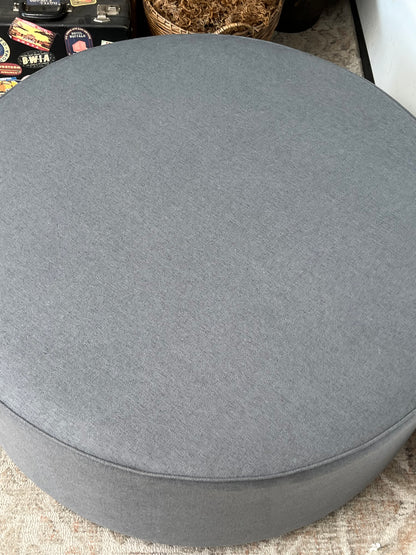 Modern 42" Round Blue Ottoman