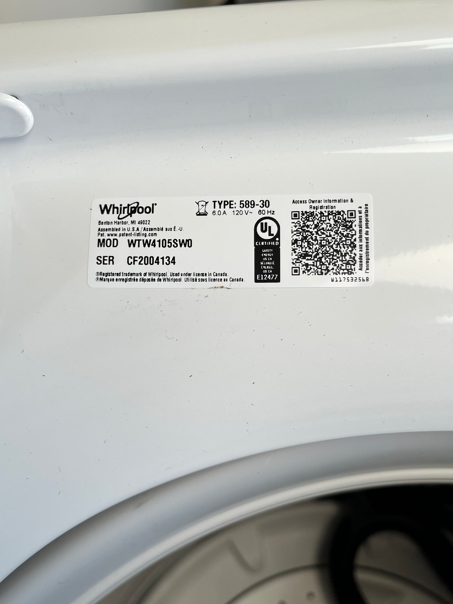 Whirlpool 4.5 cu. ft. Top Load Washer