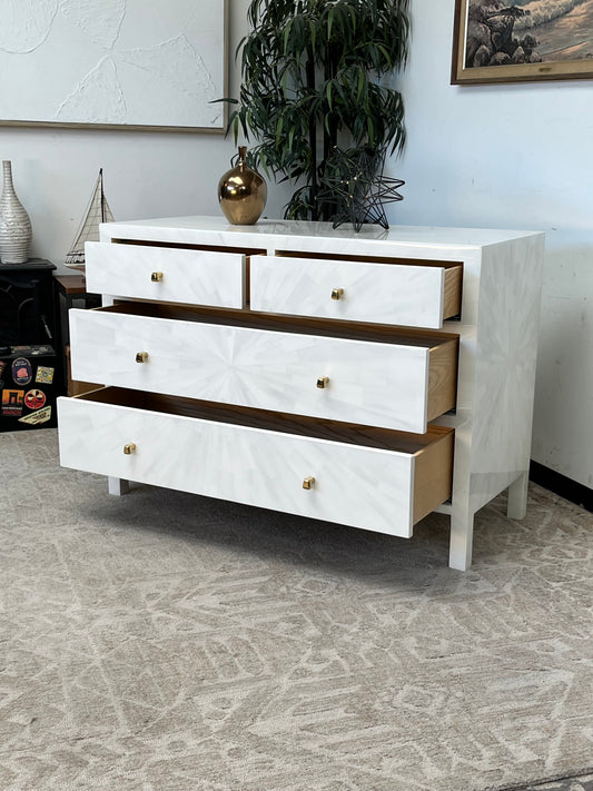 Modern Faux Horn White Dresser