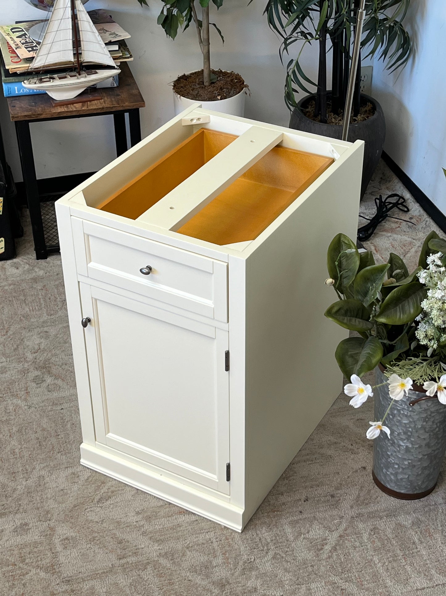Farmhouse Style Pedestal Cabinet Without Top