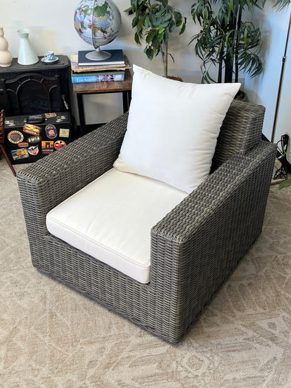 Outdoor Poly Rattan Gray Swivel Chair
