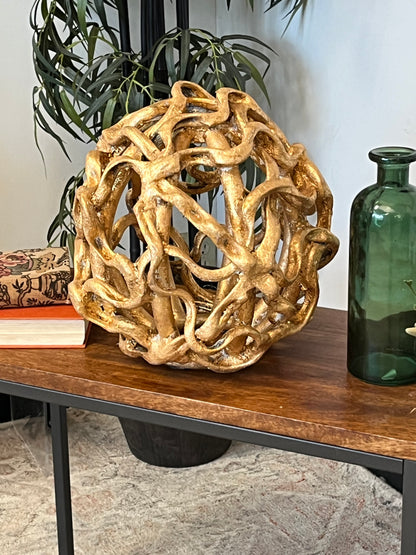 Gold Finished Abstract Small Orb