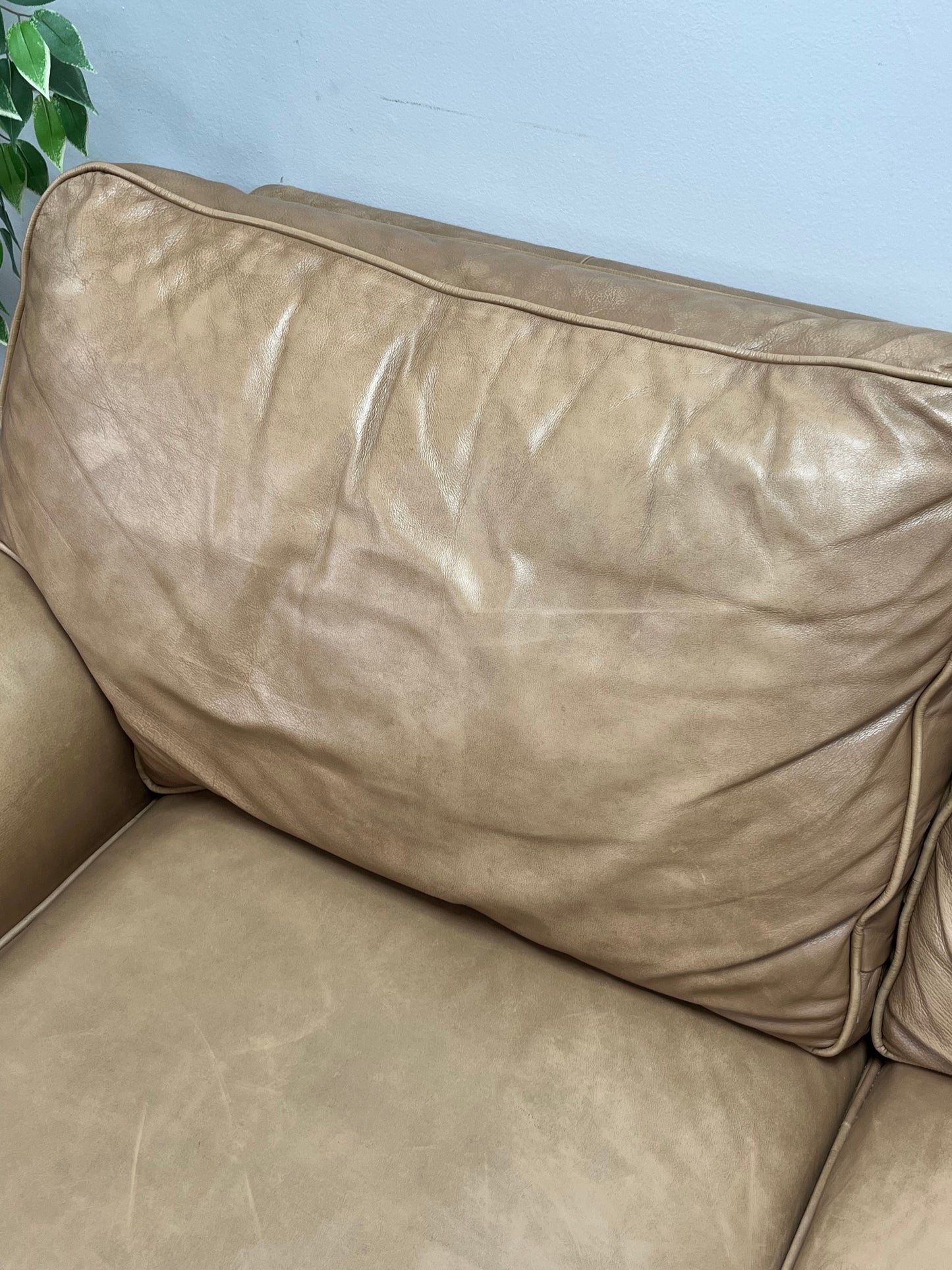 Ethan Allen Tan Leather Couch