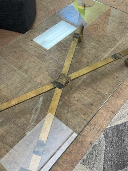 Antique Style Glass Table With Rope Base