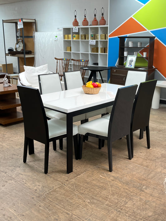 Modern Style White Dining Set With 6 Chairs