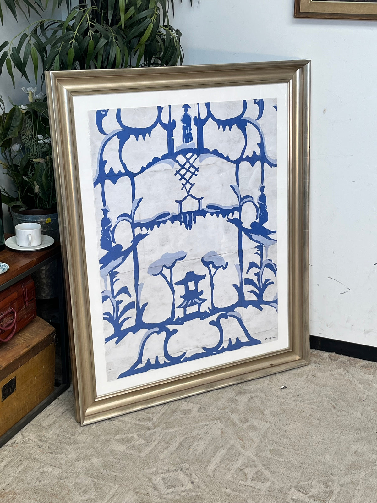 "Folly in Blue" by Dana Gibson Framed Print