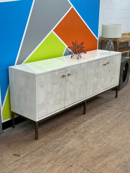 Modern White 4-Door Credenza