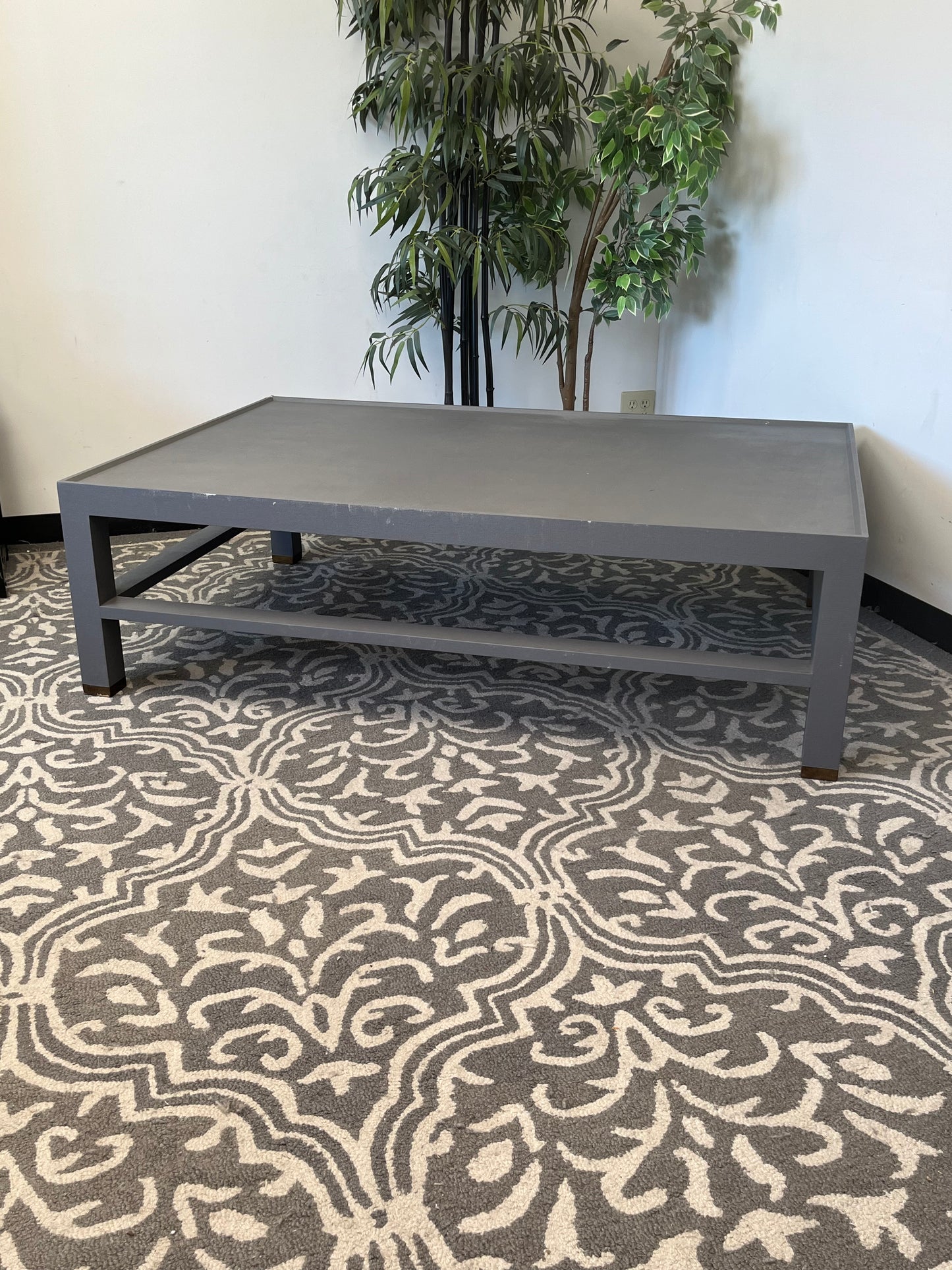 60" Faux Linen Gray Coffee Table