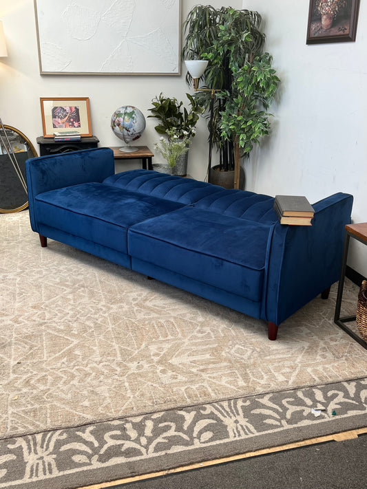 Dorel Funiture Mid Century Modern Foldable Blue Couch