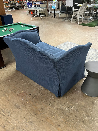 Wesley Hall Blue Linen Loveseat