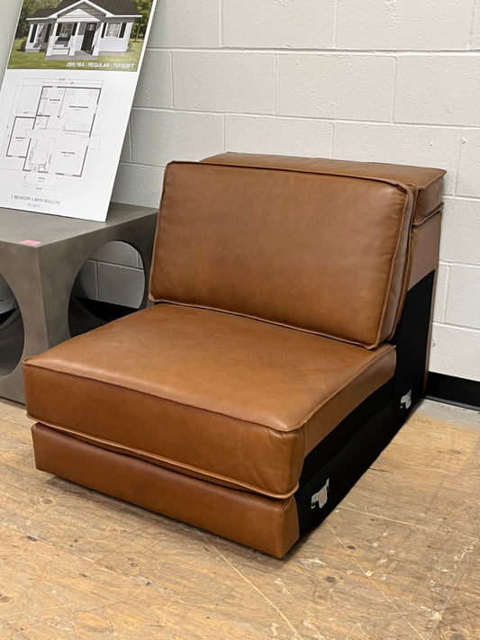 Brown Leather Center Couch Chair
