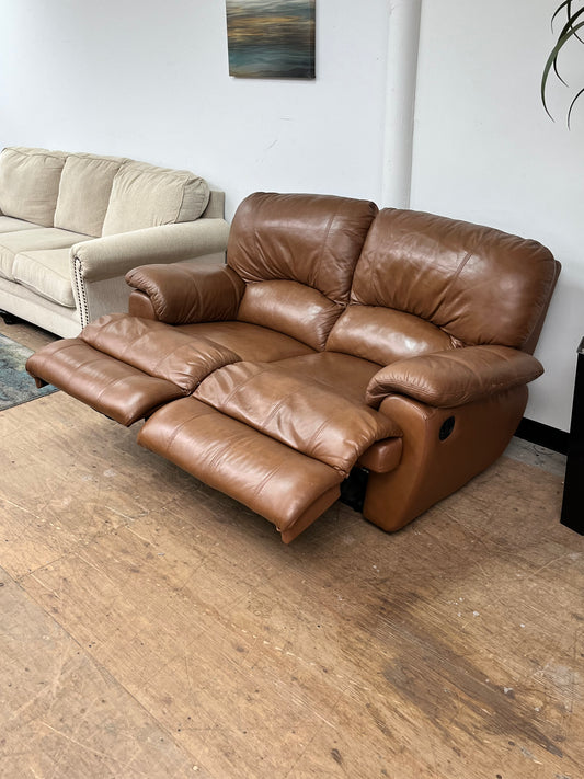 Modern Reclining Faux Leather Loveseat