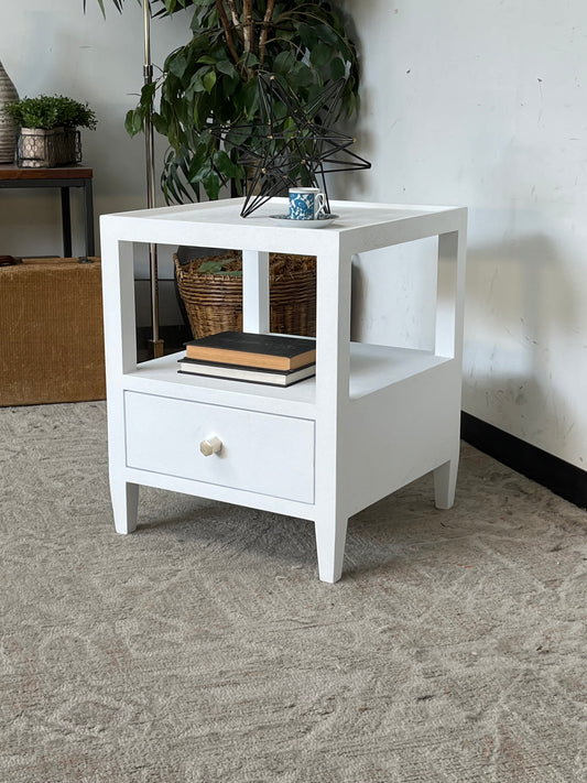 Modern Linen Wrapped Nightstand