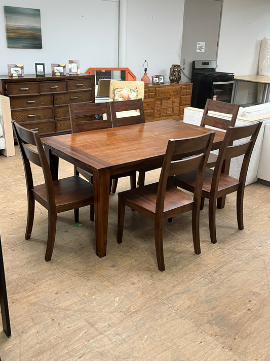 Rustic Style Wooden Dining Set With 6 Chairs