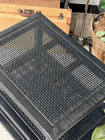 Modern Black Rattan Side Table