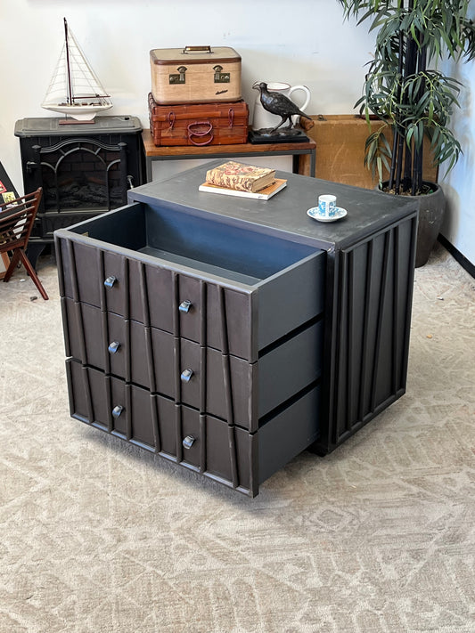 Brutalist 3 Drawer End Table