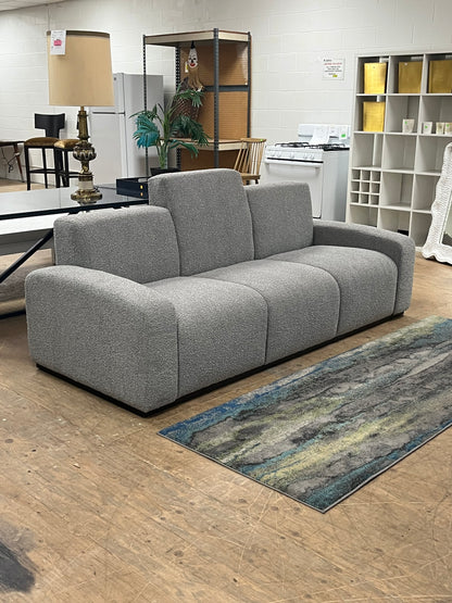 Modern Grey Fuzzy Linen Traditional Couch