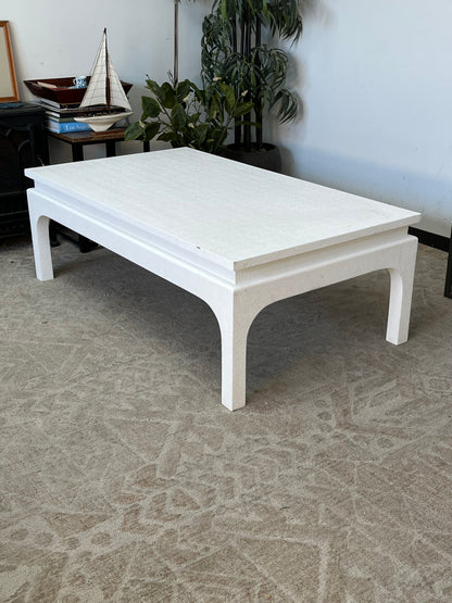 Linen-Wrapped White Coffee Table