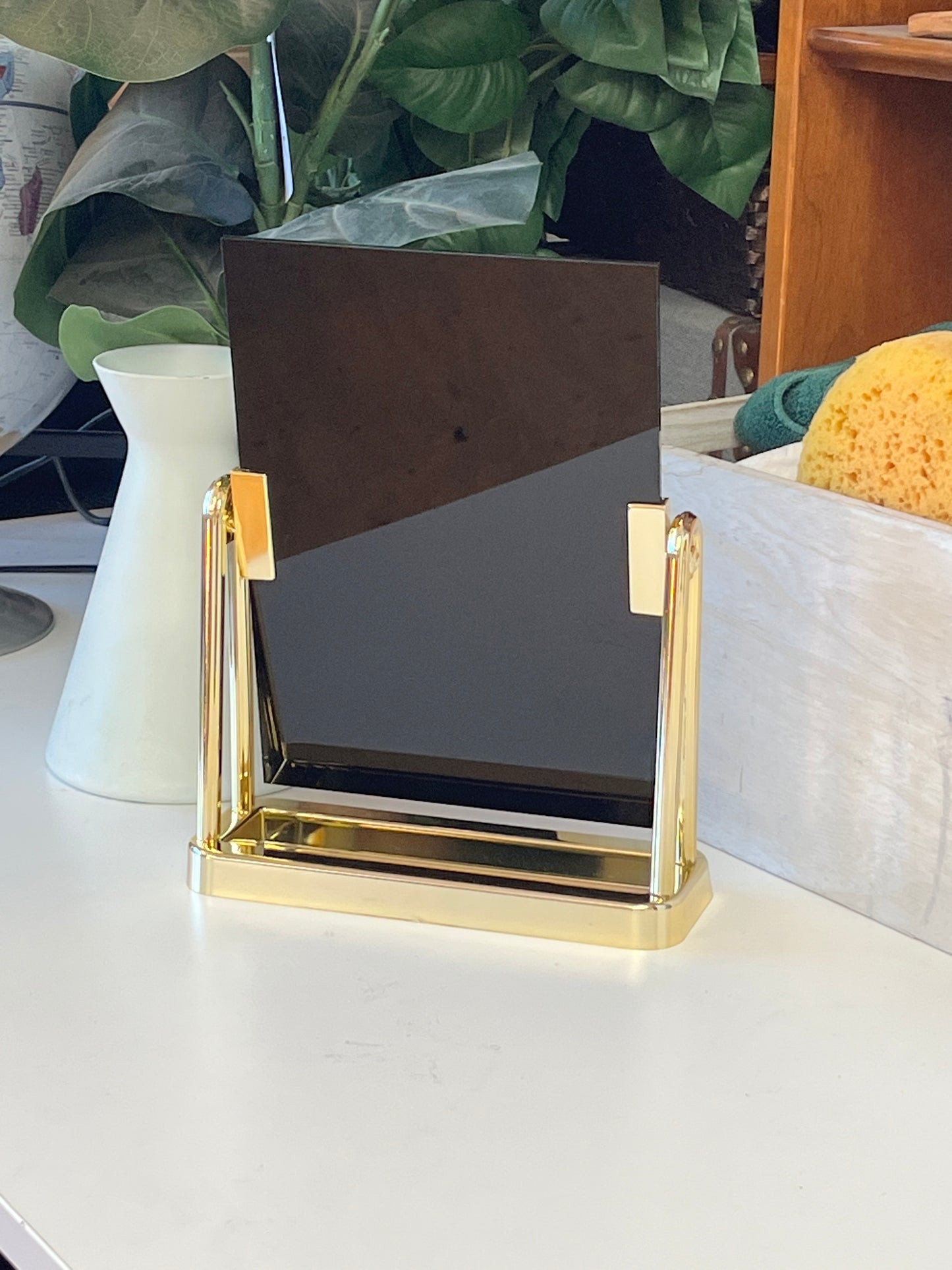 Small Mirror With Gold Stand