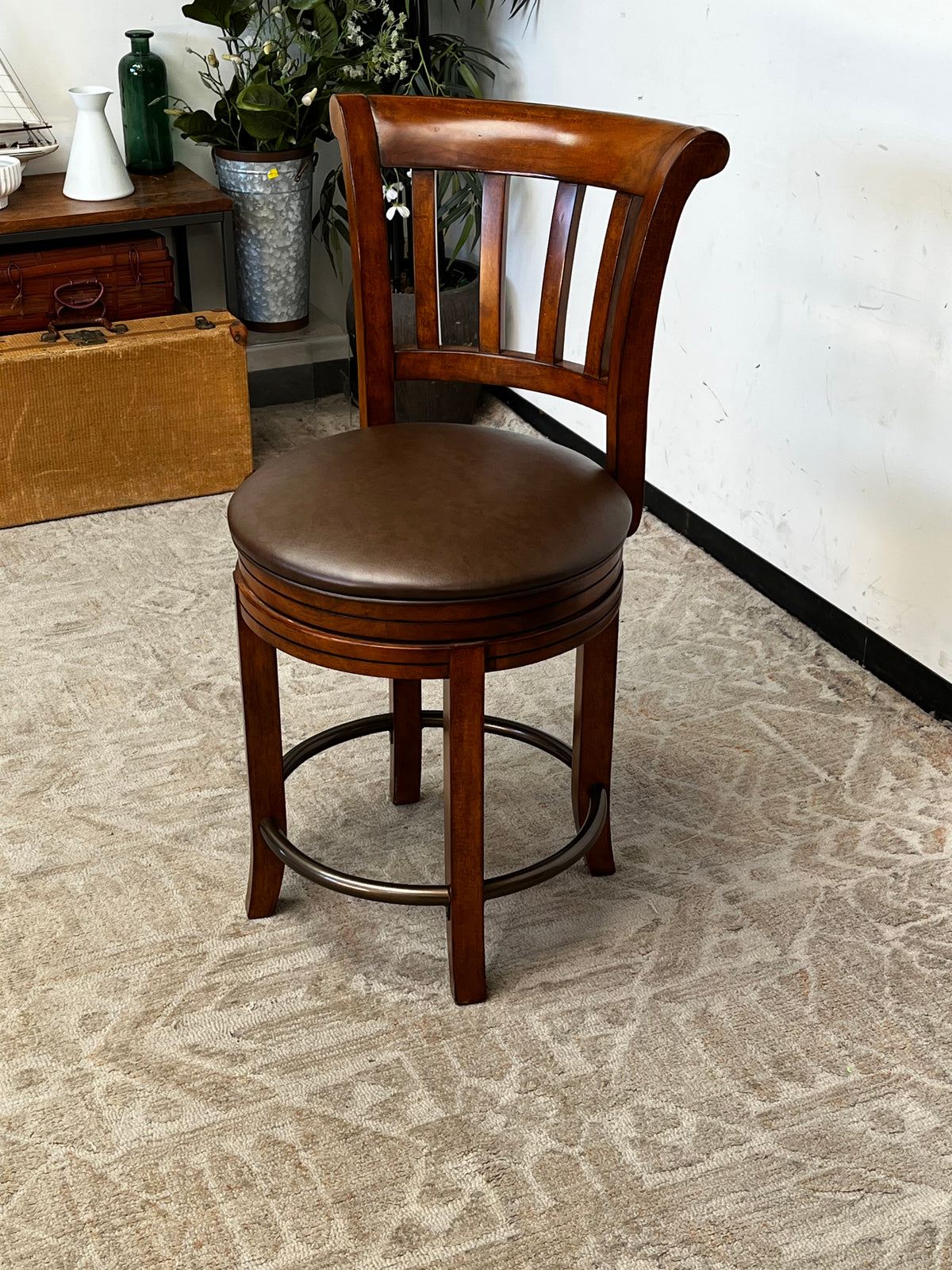 Wooden Counter-Height Swivel Chair