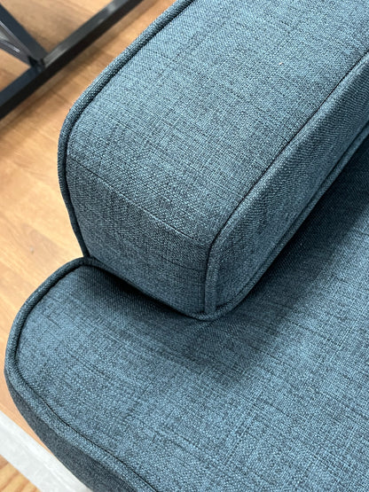 Modern Blue Linen Loveseat