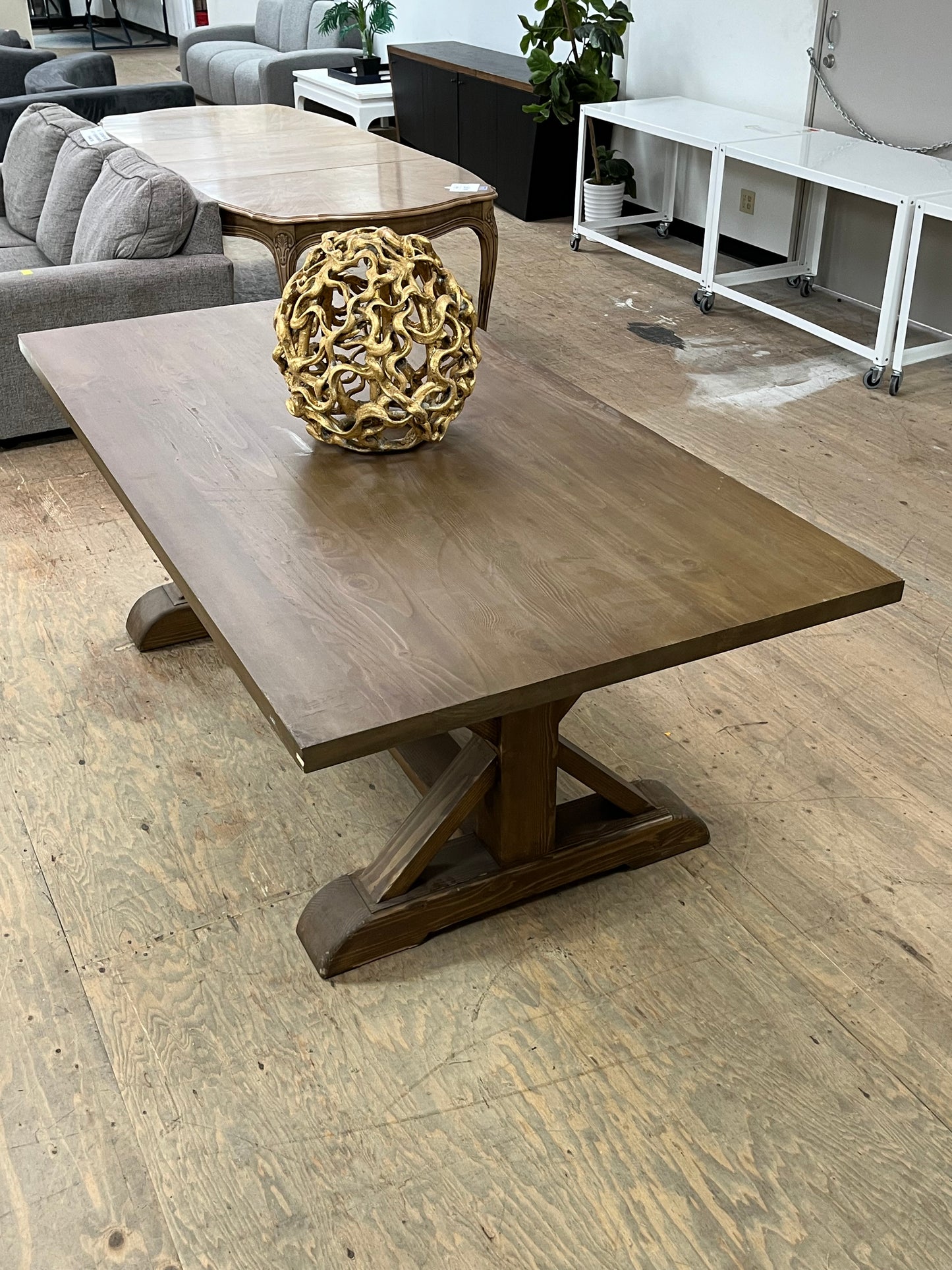 Farmhouse Style 84" Brown Dining Table