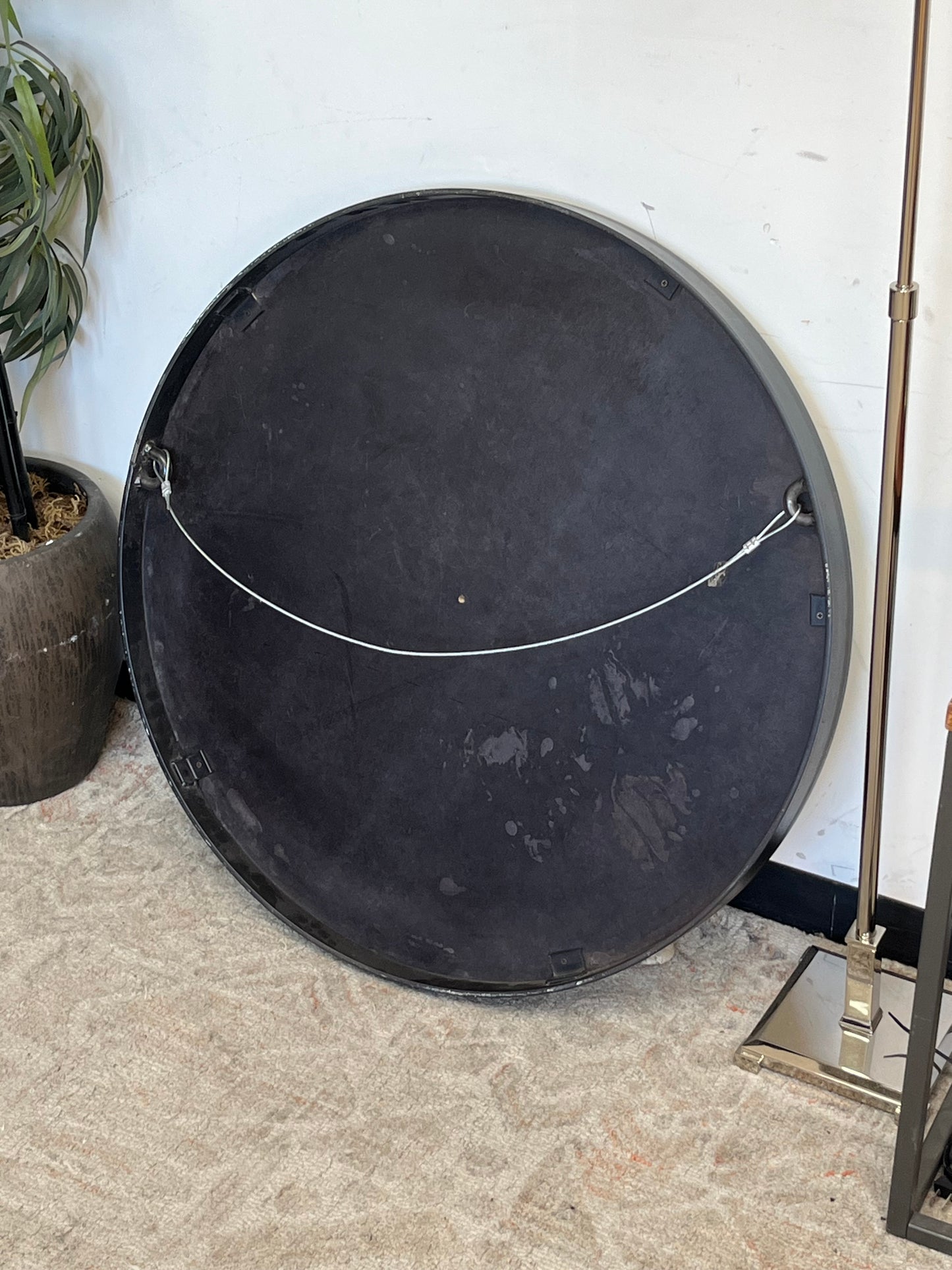 Modern Black 32" Rounded Metal Mirror