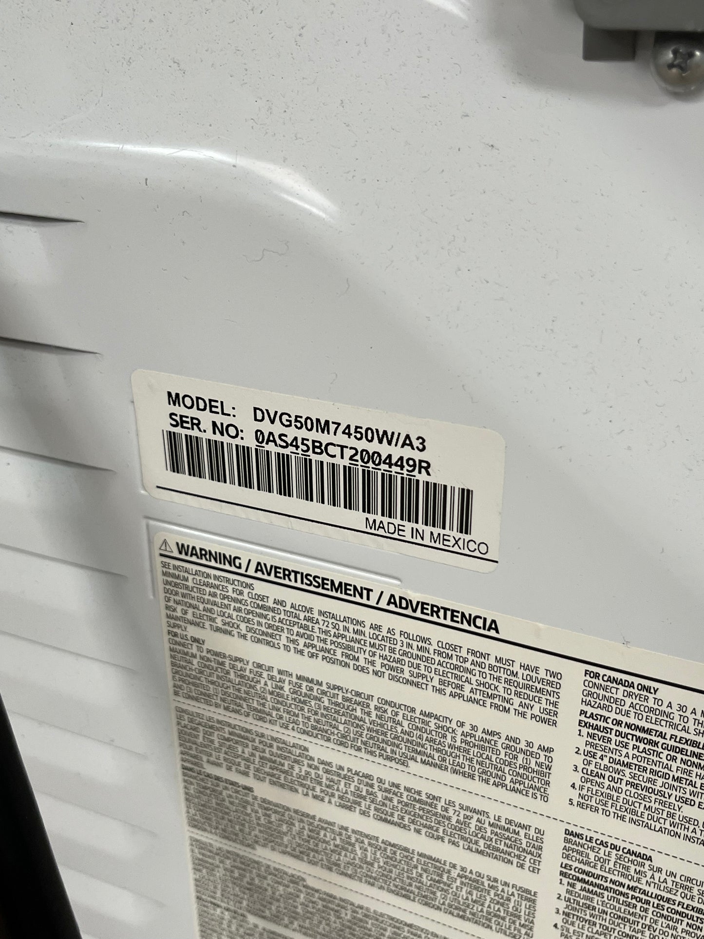 Samsung 7.4 cu. ft. Gas Dryer in White