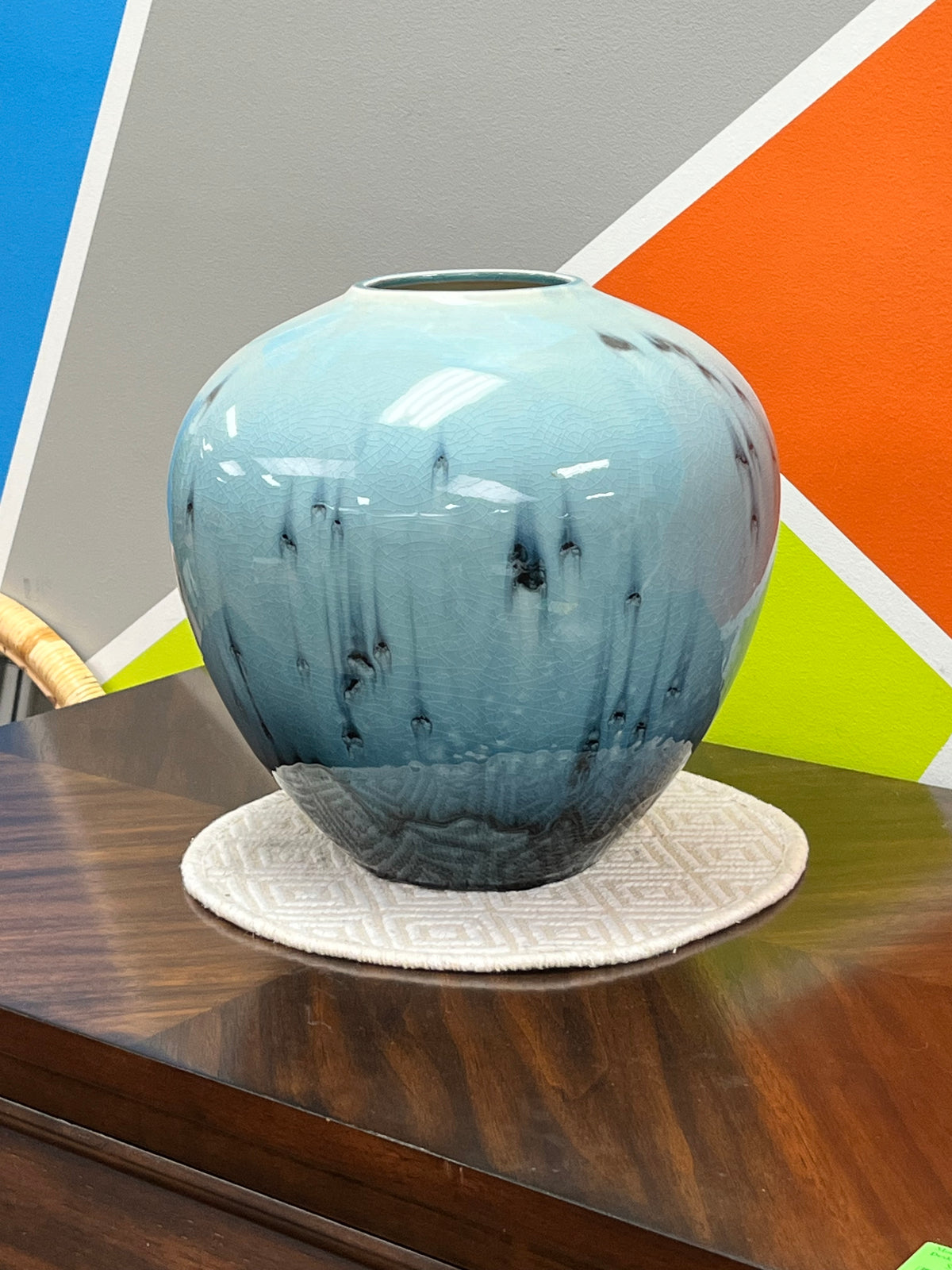 Rounded Ceramic Two-Tone Vase