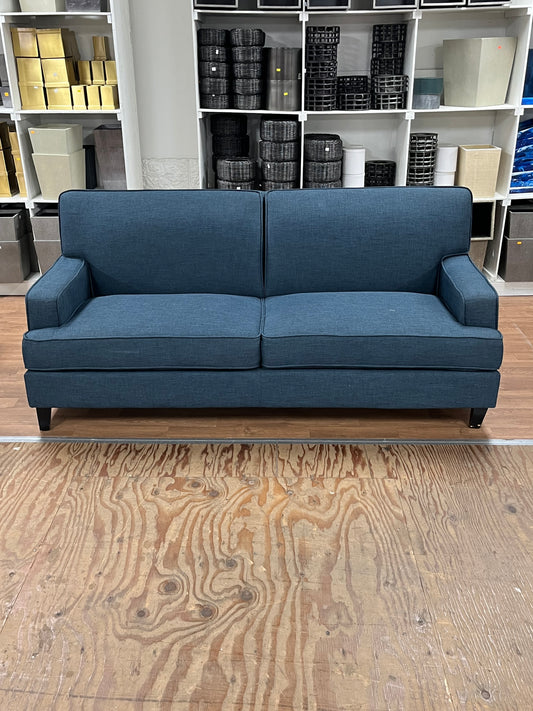 Modern Blue Linen Loveseat