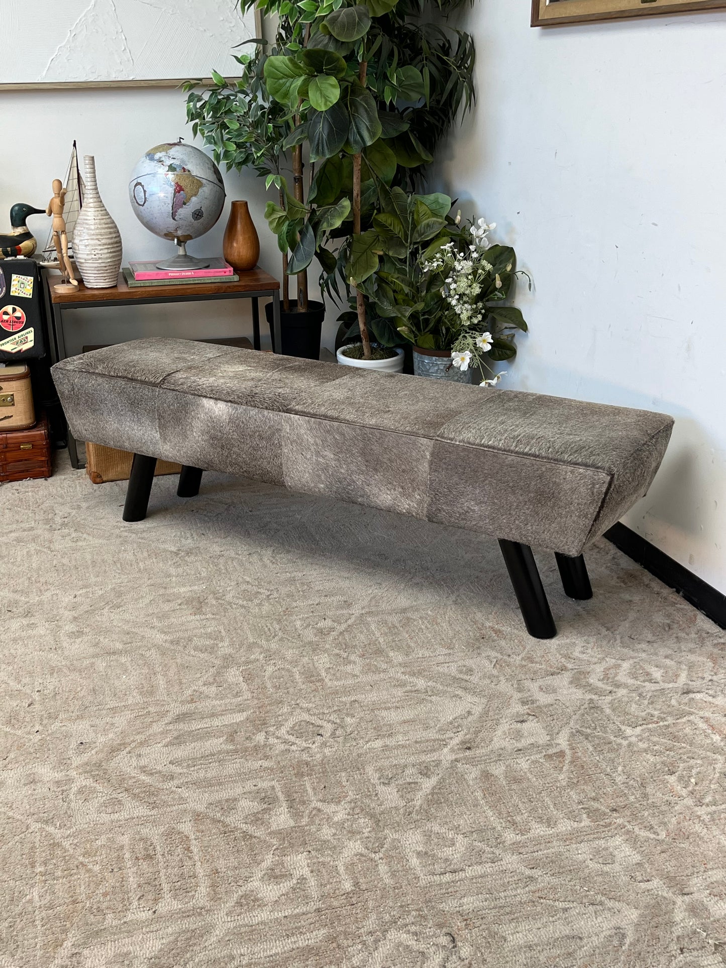 Faux Mohair 63" Bench