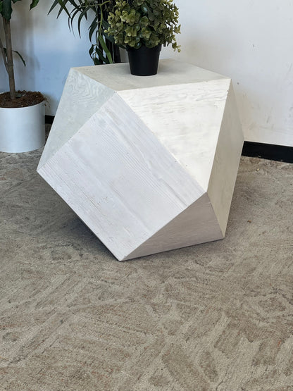 Geometric Cube White Nightsand