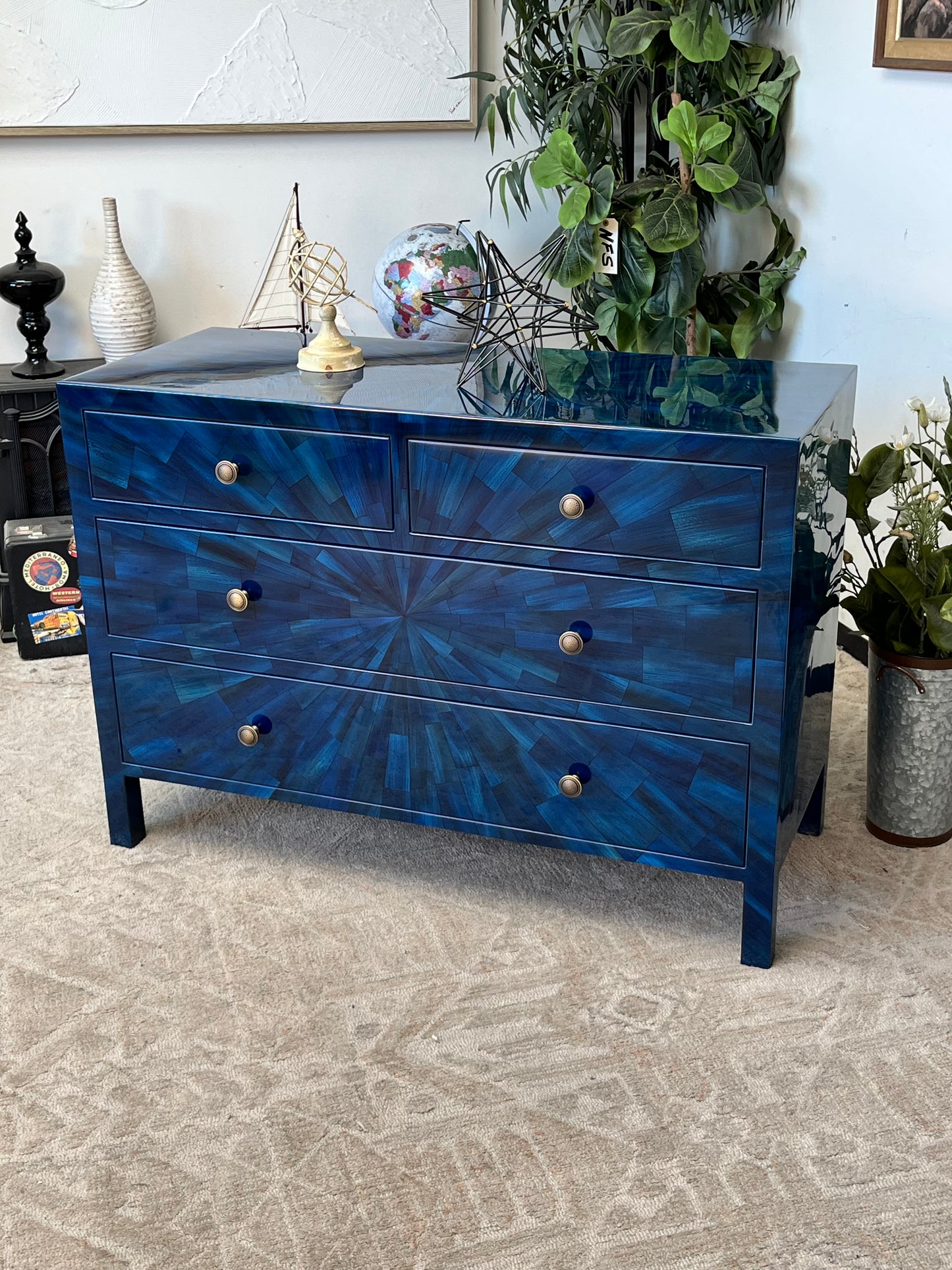 Modern Faux Horn Blue Dresser