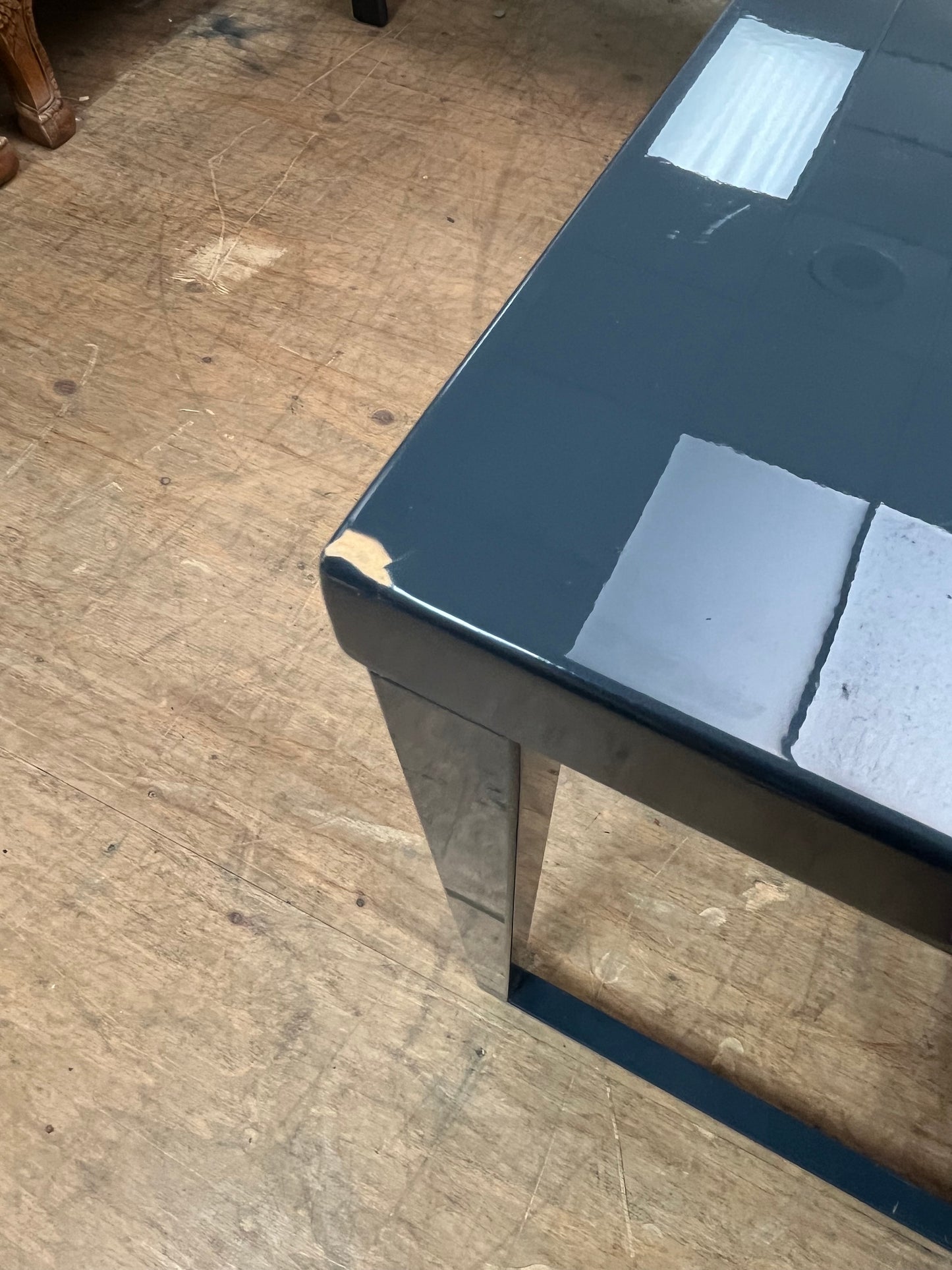 Blue Metal Base Work Desk