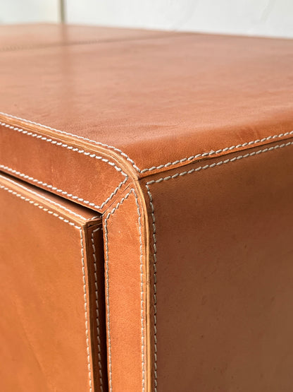 Mid Century Modern Leather Bar Cabinet