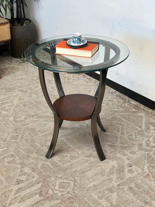 Modern Glass Top Round Side Table