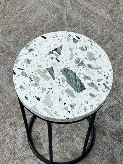 Pair of Modern Round Stone Top Side Tables