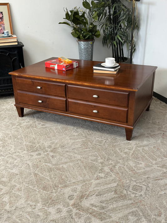 Ethan Allen Style Coffee Table With 2-Drawers