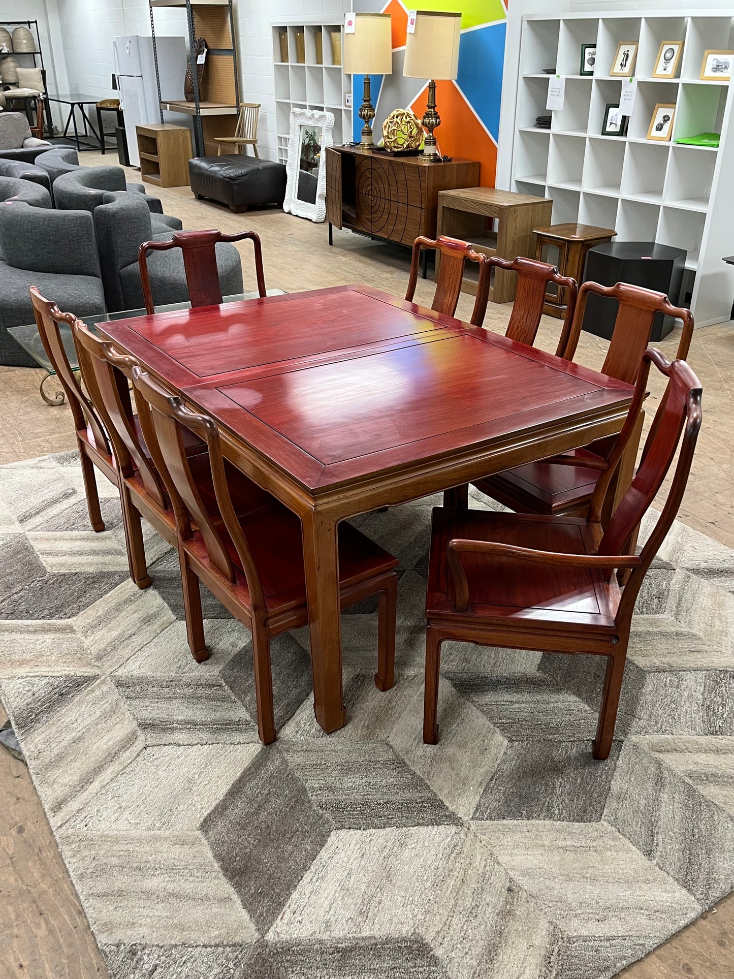 Mahogany Dining Set with 8 Chairs